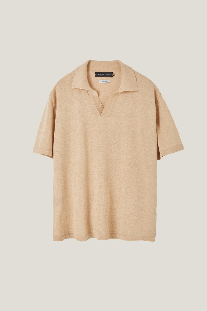 Beige | The Linen Cotton Short Sleeve Polo – Imperfect Version