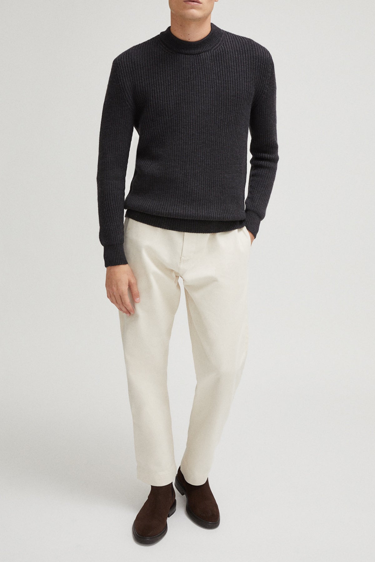 the merino wool perkins sweater imperfect version anthracite grey