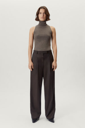 Dark Brown | The Wool Tailored Pants with Pinces