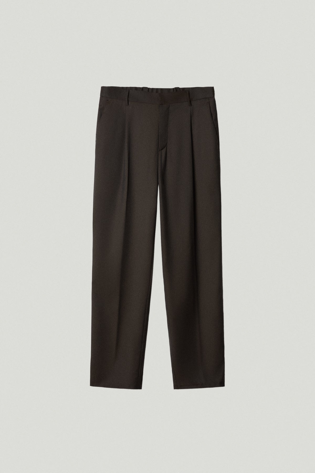 the wool tailored pants with pinces dark brown