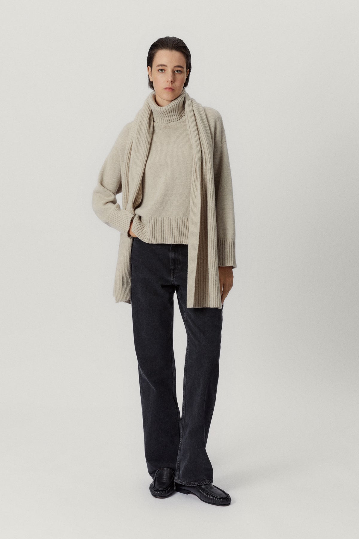 the woolen chunky roll neck ecru