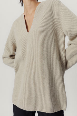 Ecru | The Woolen Oversize V-Neck