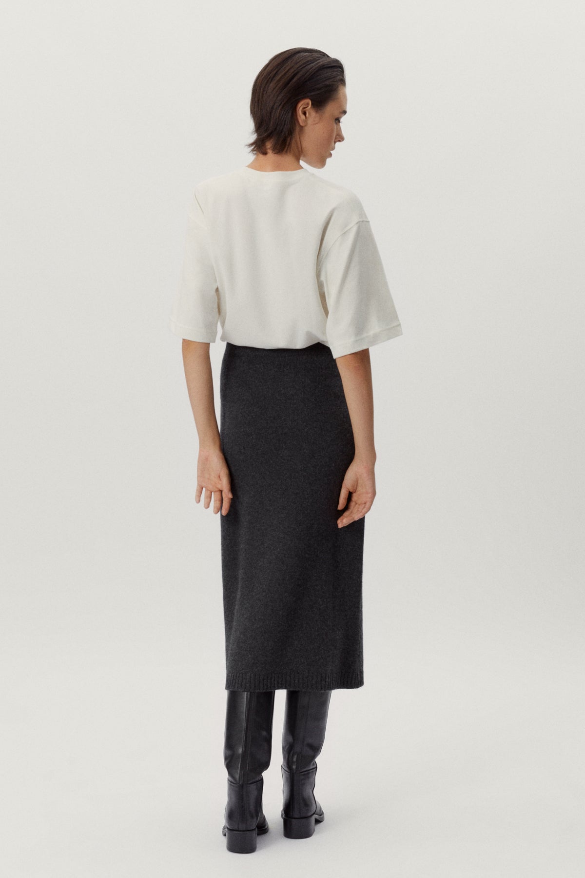 the woolen pencil skirt ash grey