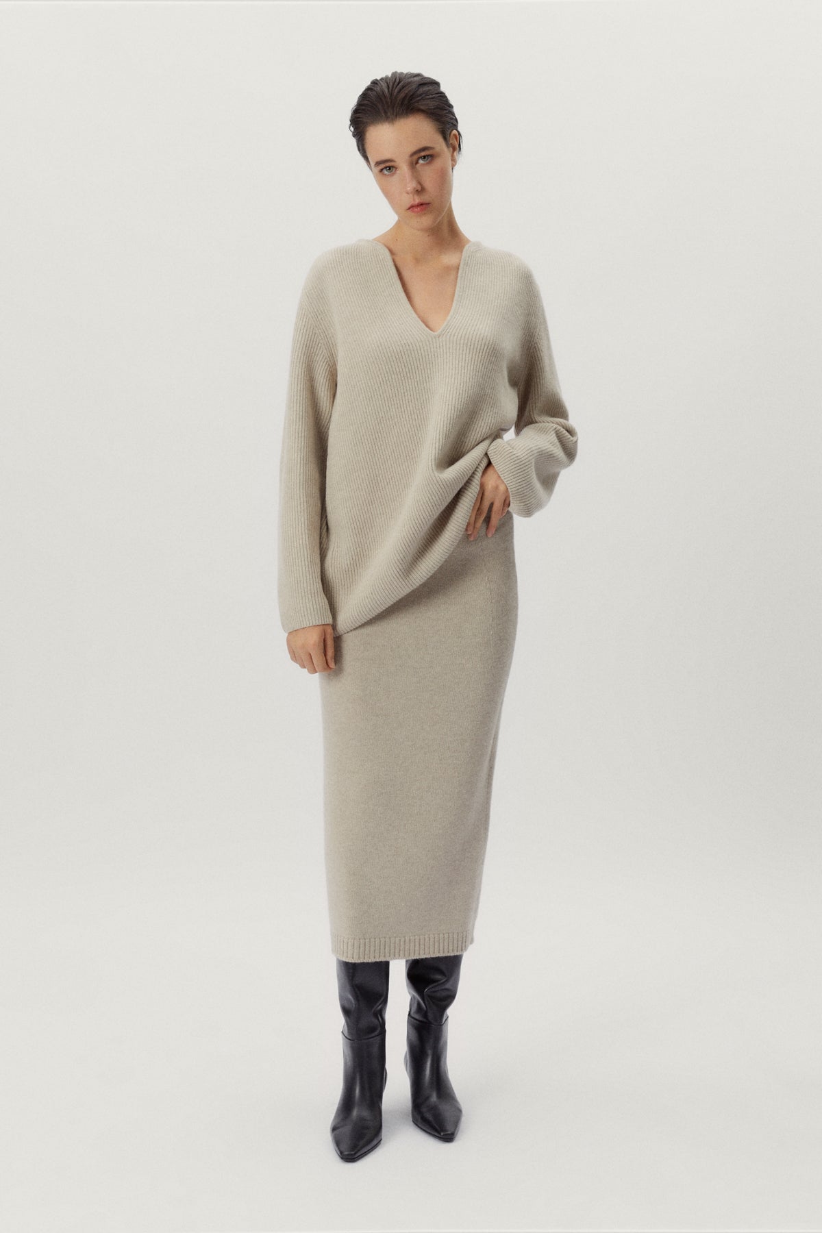 Ecru | The Woolen Pencil Skirt
