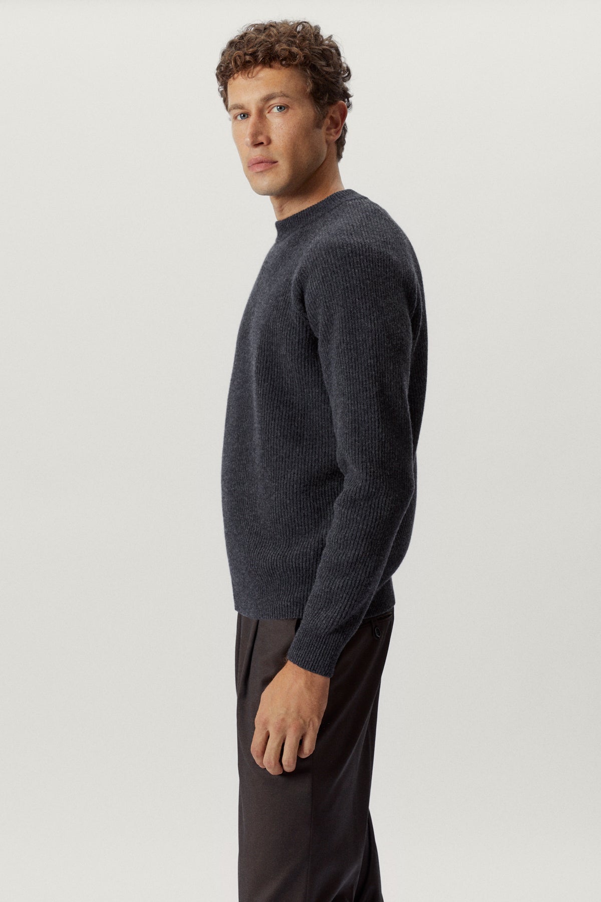 the woolen perkins sweater ash grey