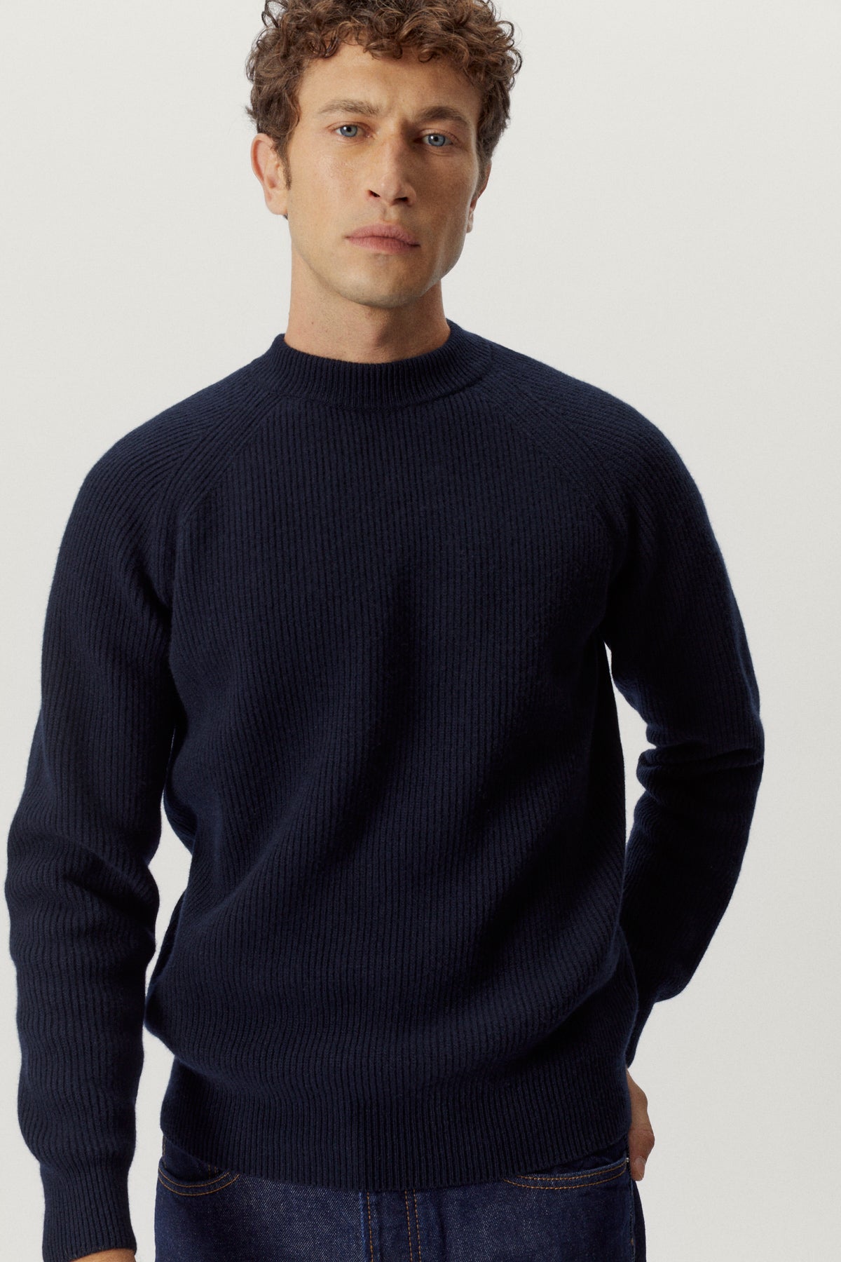 the woolen perkins sweater blue navy