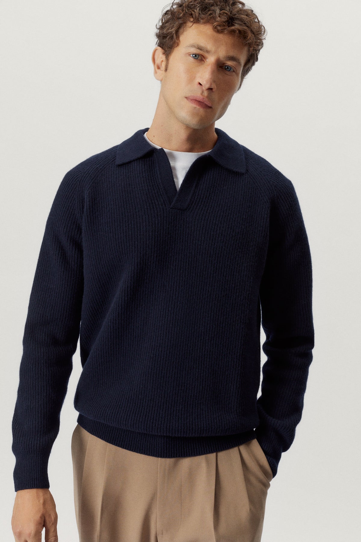 Blue Navy | The Woolen Ribbed Polo