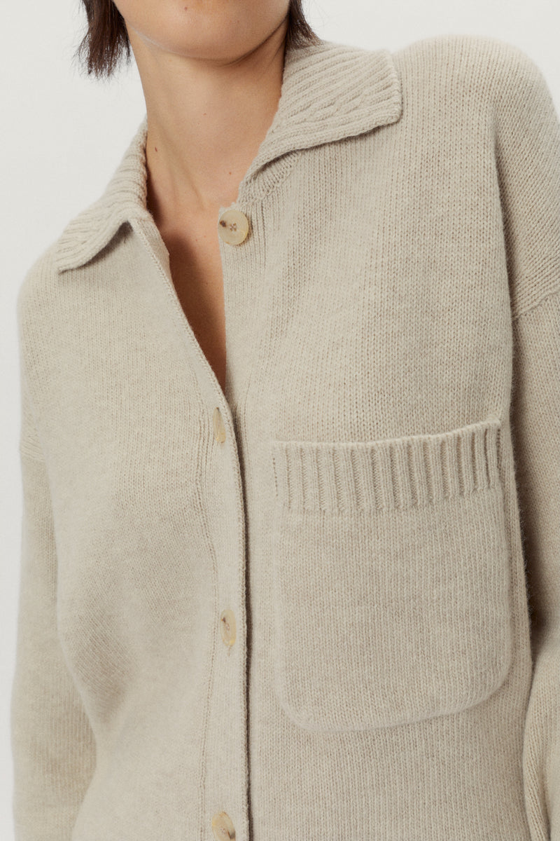 Ecru | The Woolen Polo-Collar Jacket