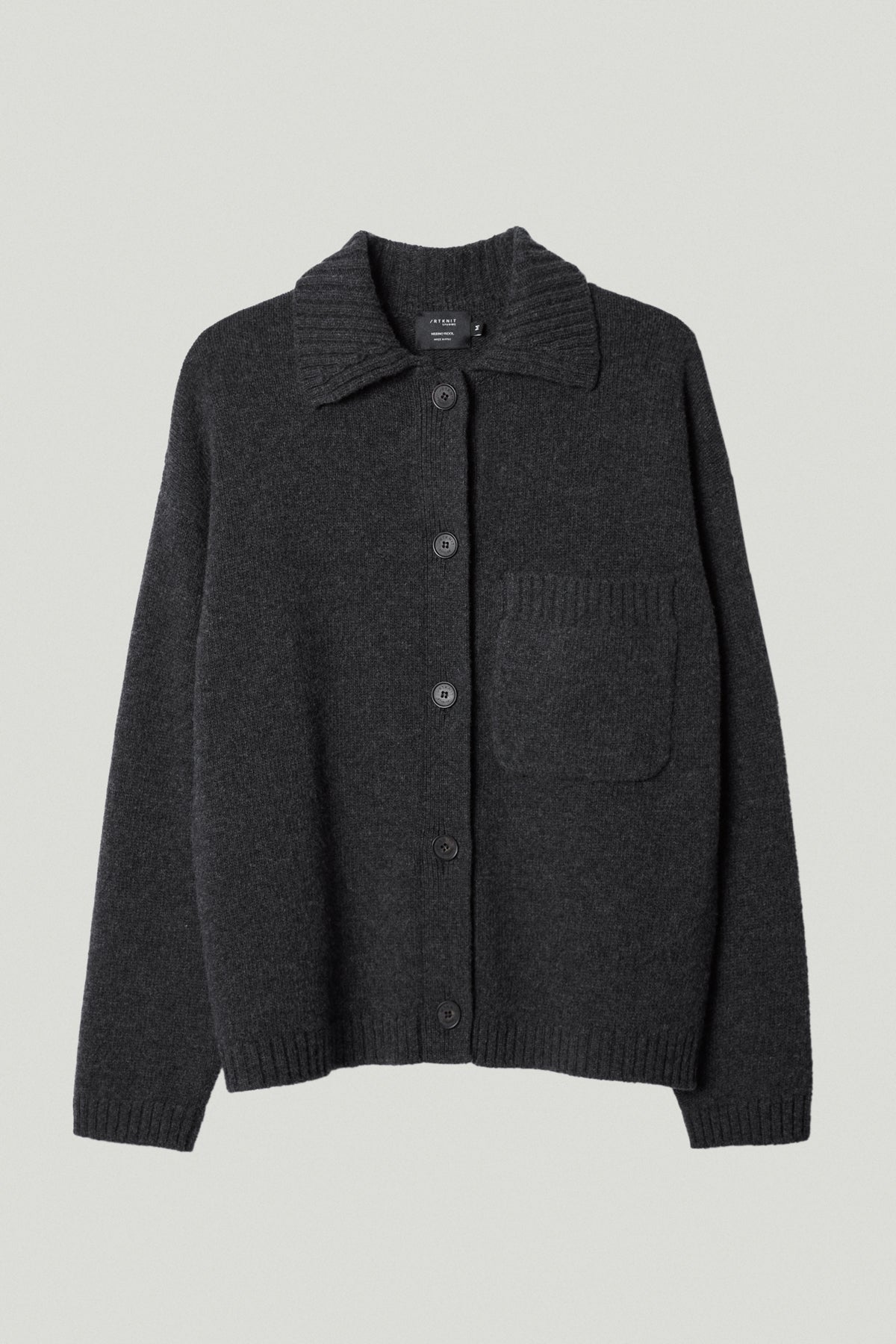 the woolen polo collar jacket ash grey