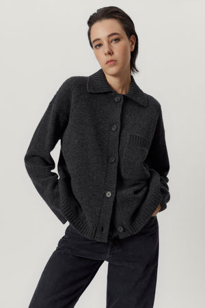 Ash Grey | The Woolen Polo-Collar Jacket