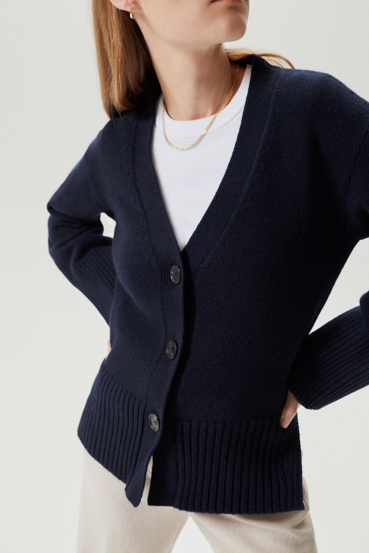 the woolen relaxed cardigan blue navy