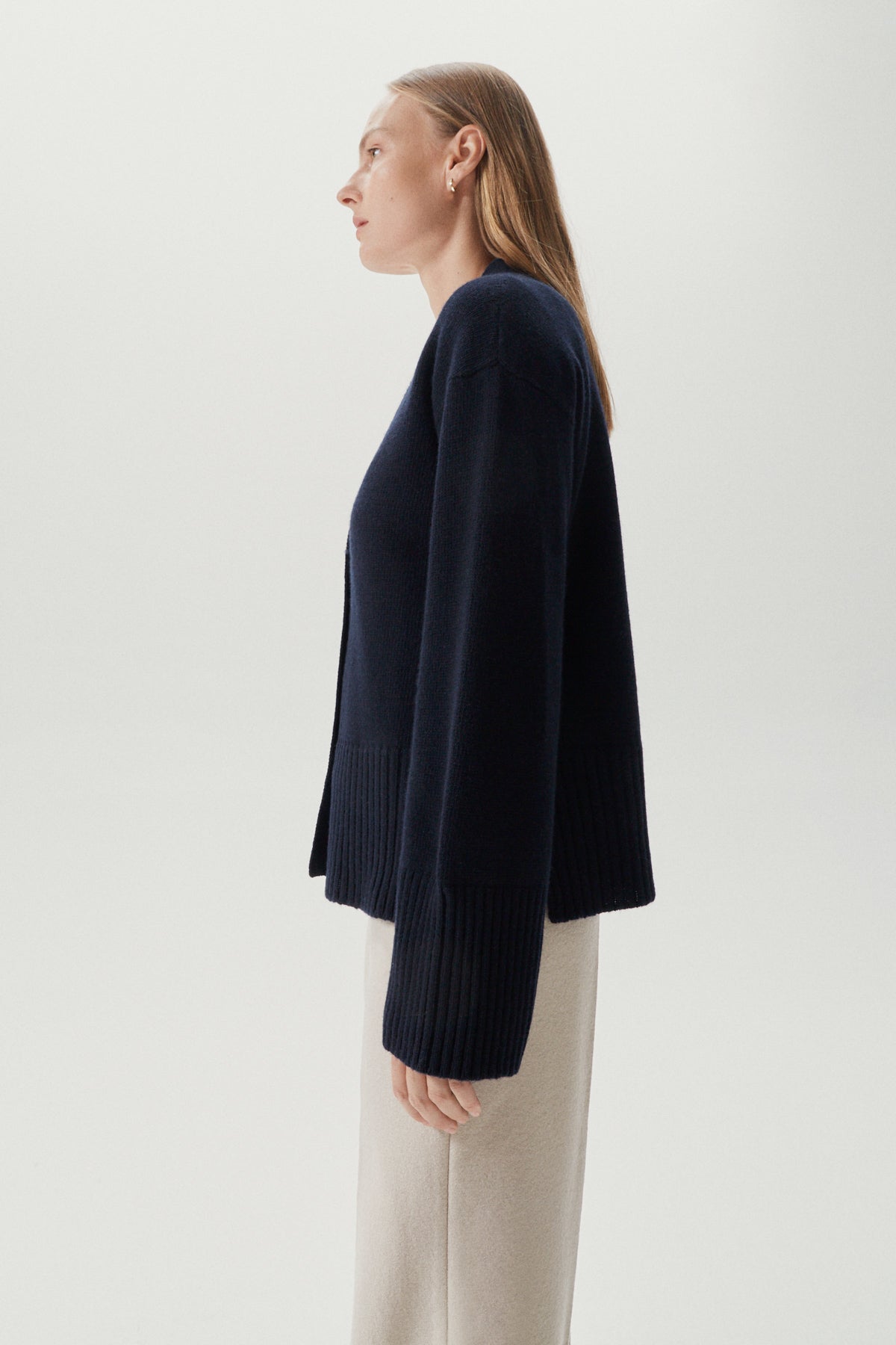 the woolen relaxed cardigan blue navy