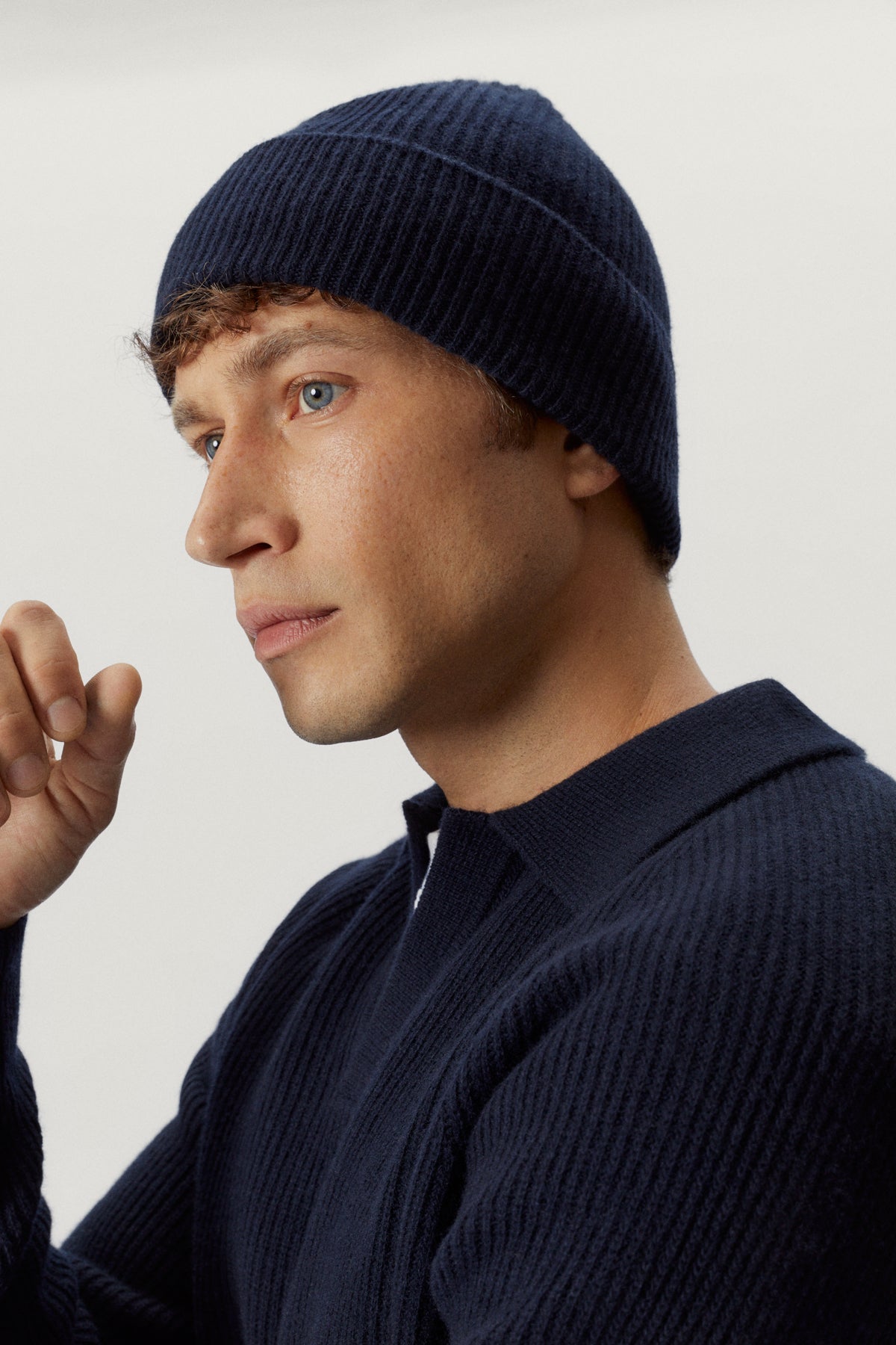 the woolen ribbed beanie blue navy