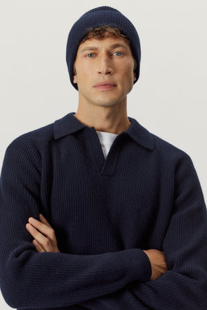 Blue Navy | The Woolen Ribbed Beanie
