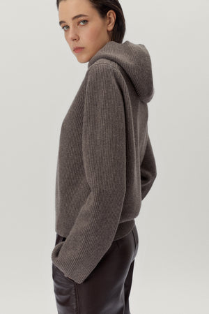 Taupe | The Woolen Ribbed Hoodie