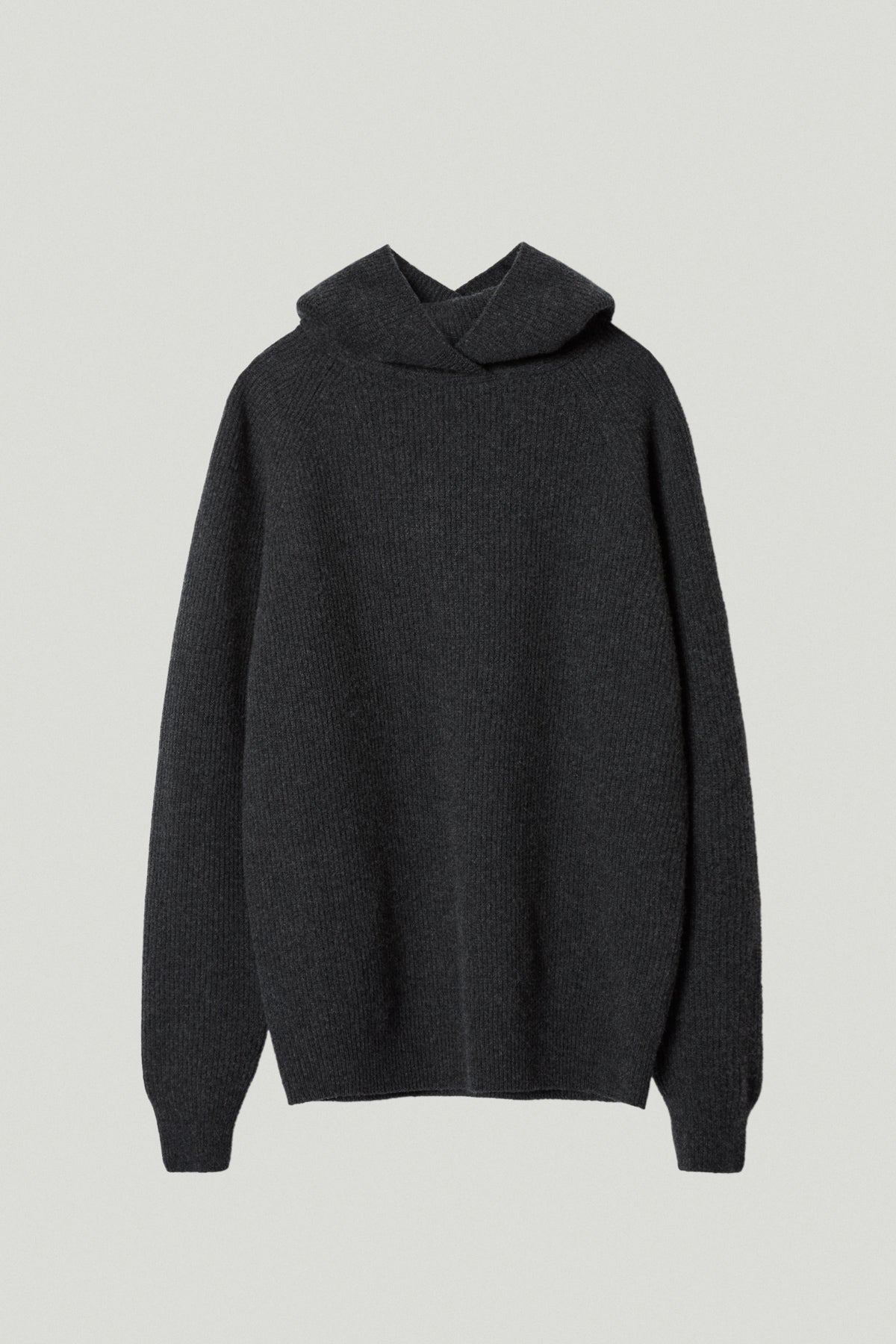 the woolen ribbed hoodie sweater ash grey