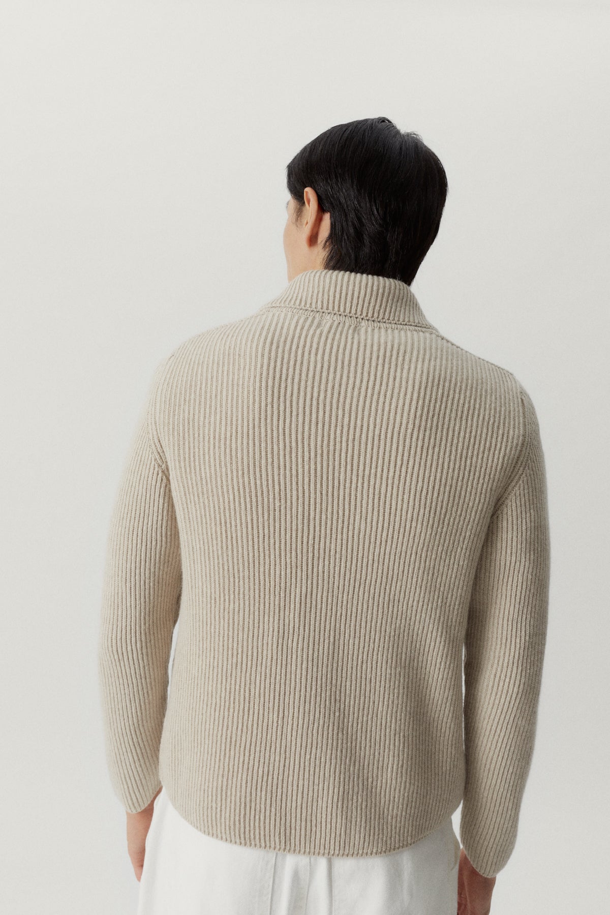 the woolen ribbed jacket ecru