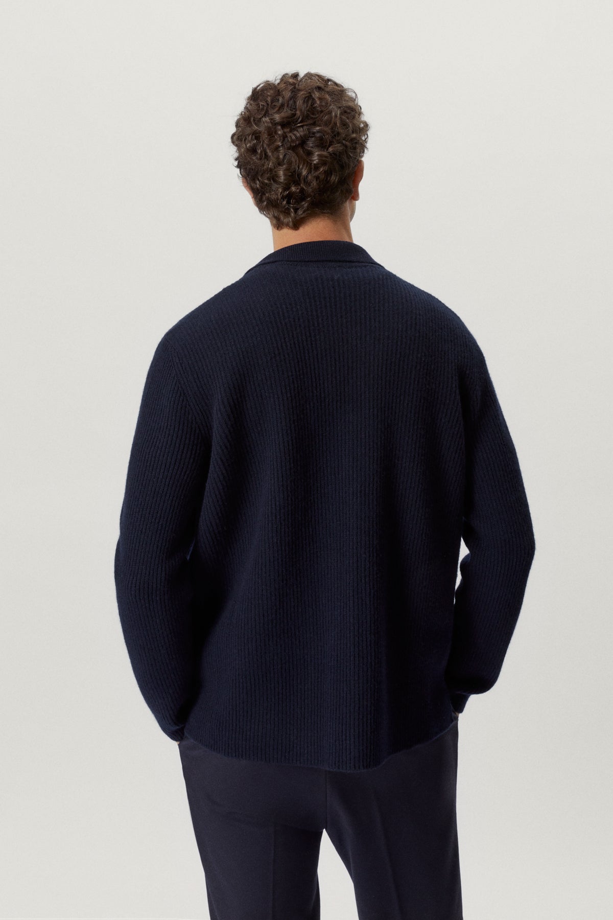 the woolen ribbed overshirt blue navy