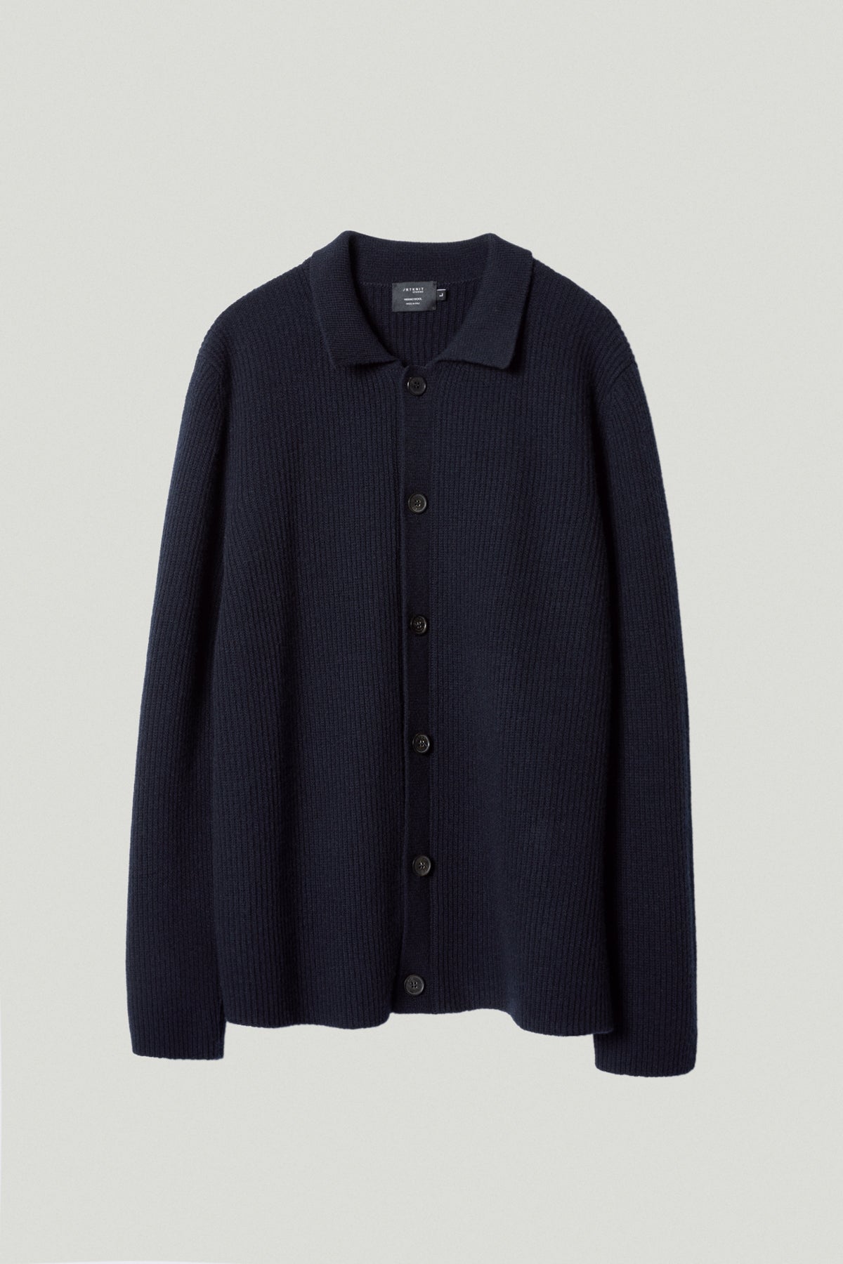 the woolen ribbed overshirt blue navy