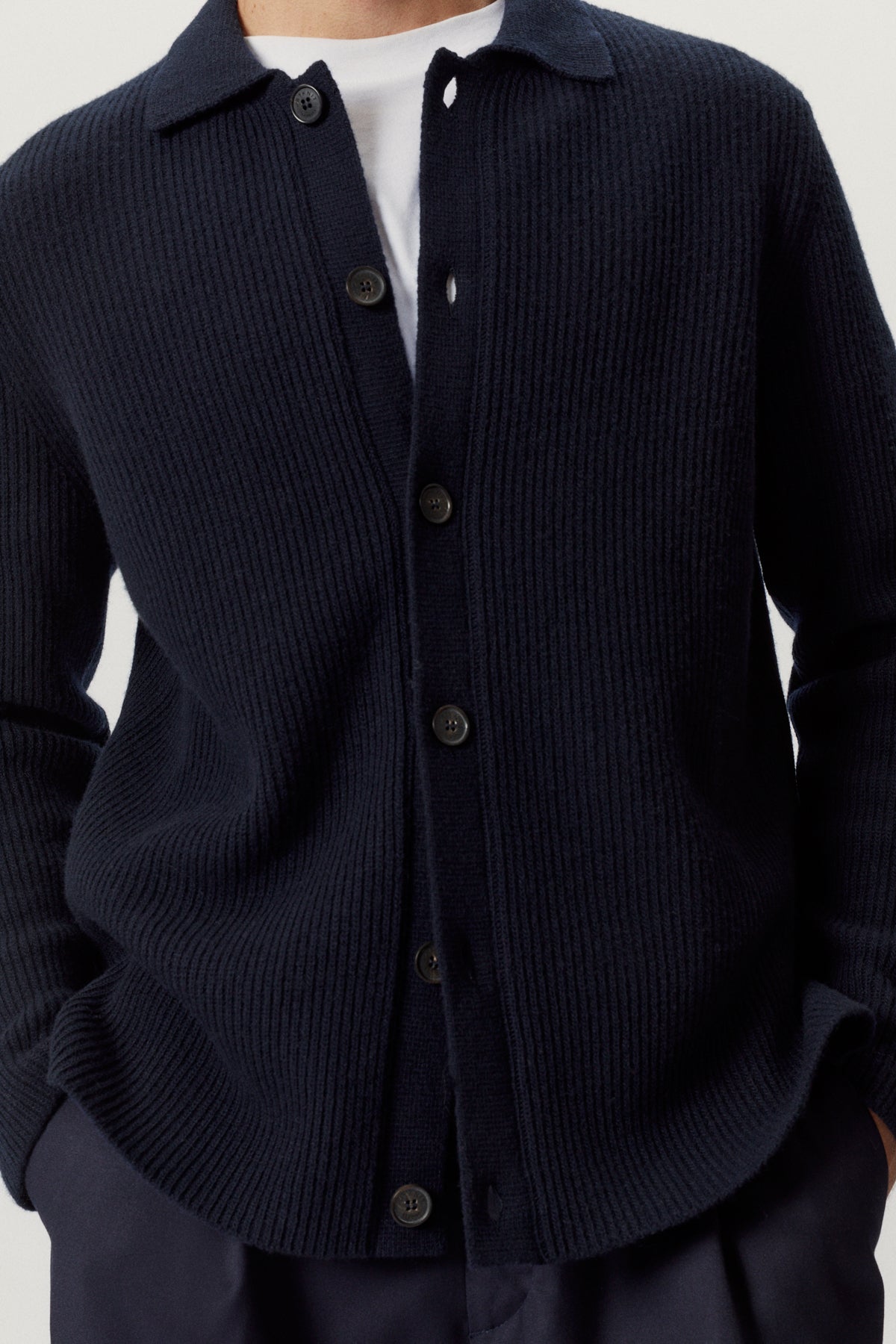 the woolen ribbed overshirt blue navy