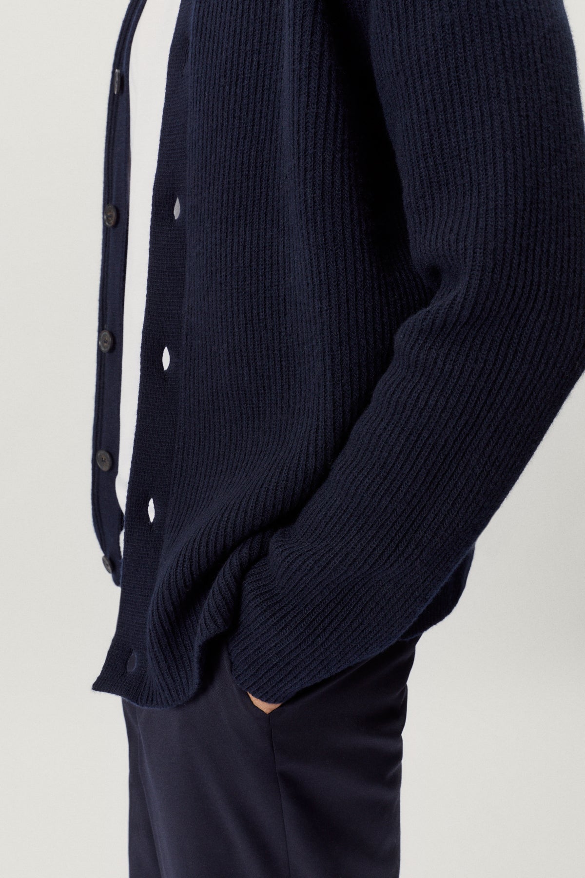 the woolen ribbed overshirt blue navy