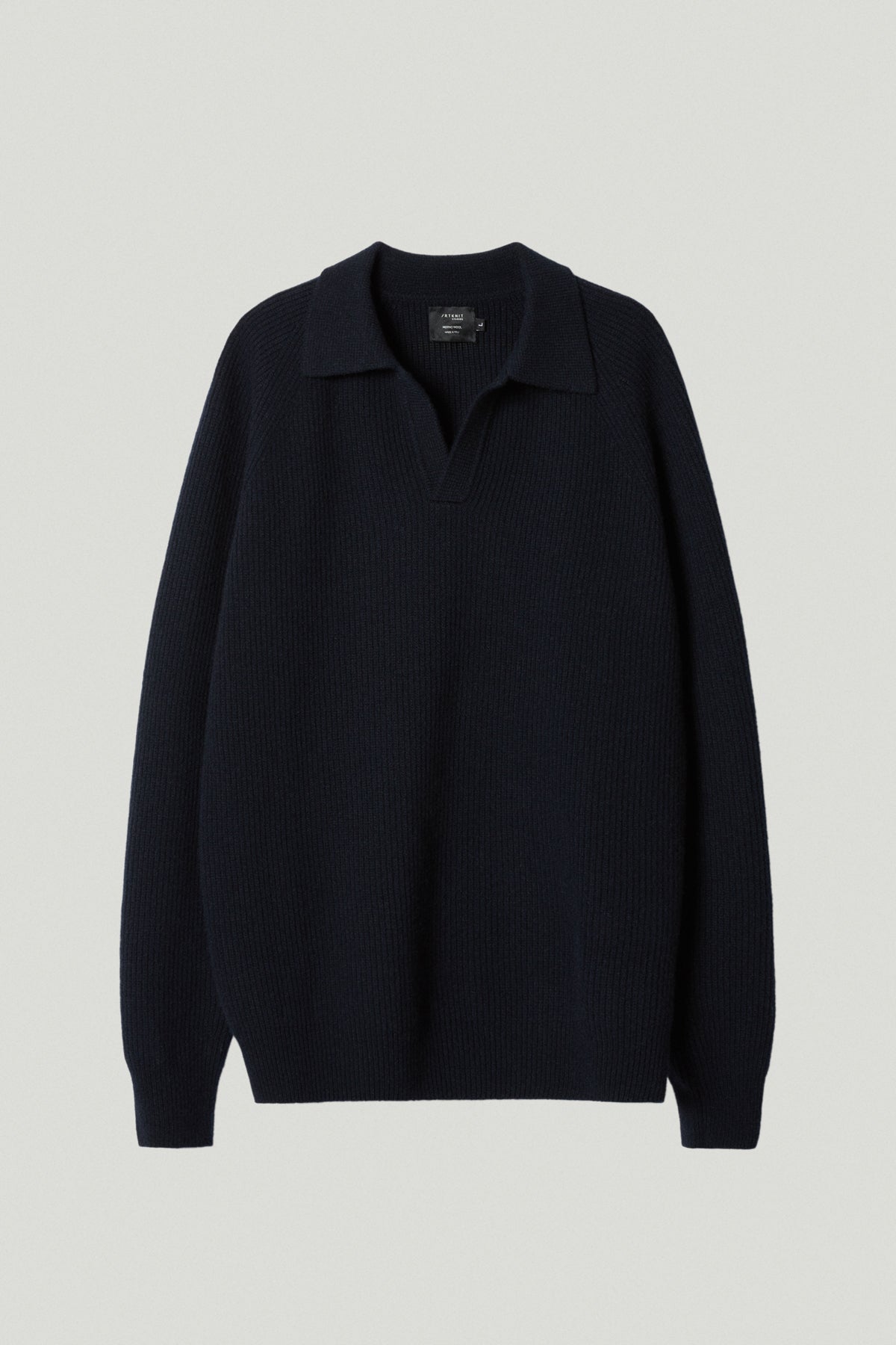 the woolen ribbed polo blue navy