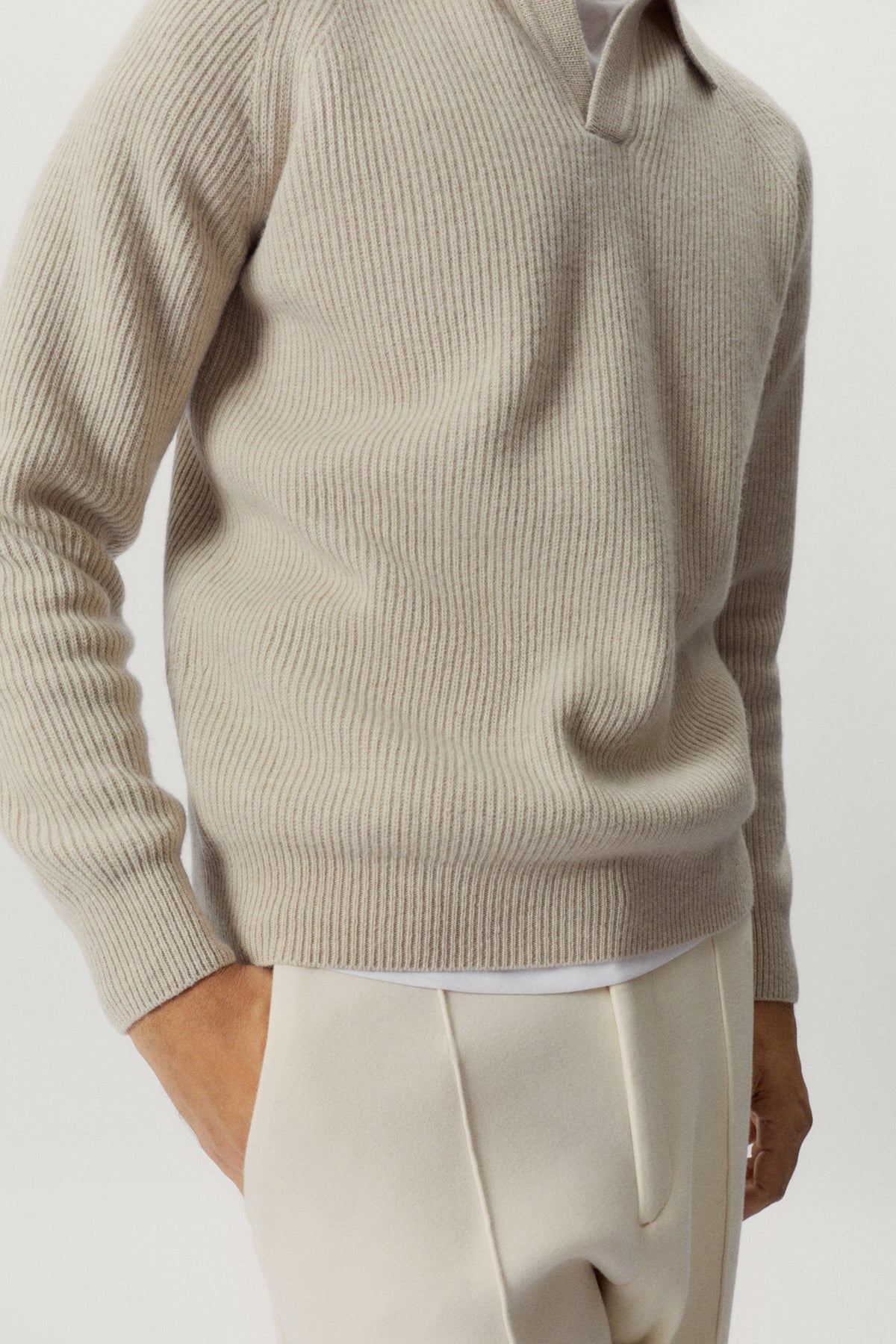 the woolen ribbed polo ecru