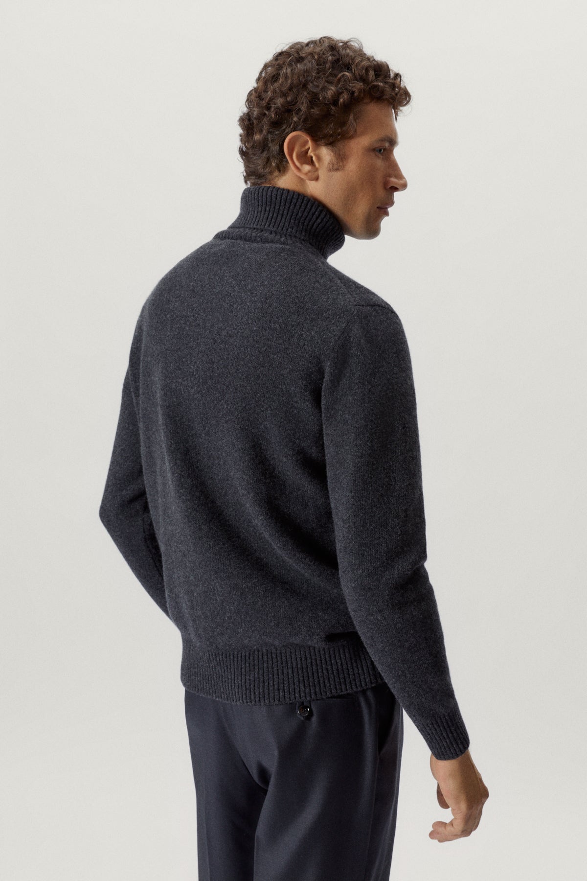 the woolen roll neck ash grey