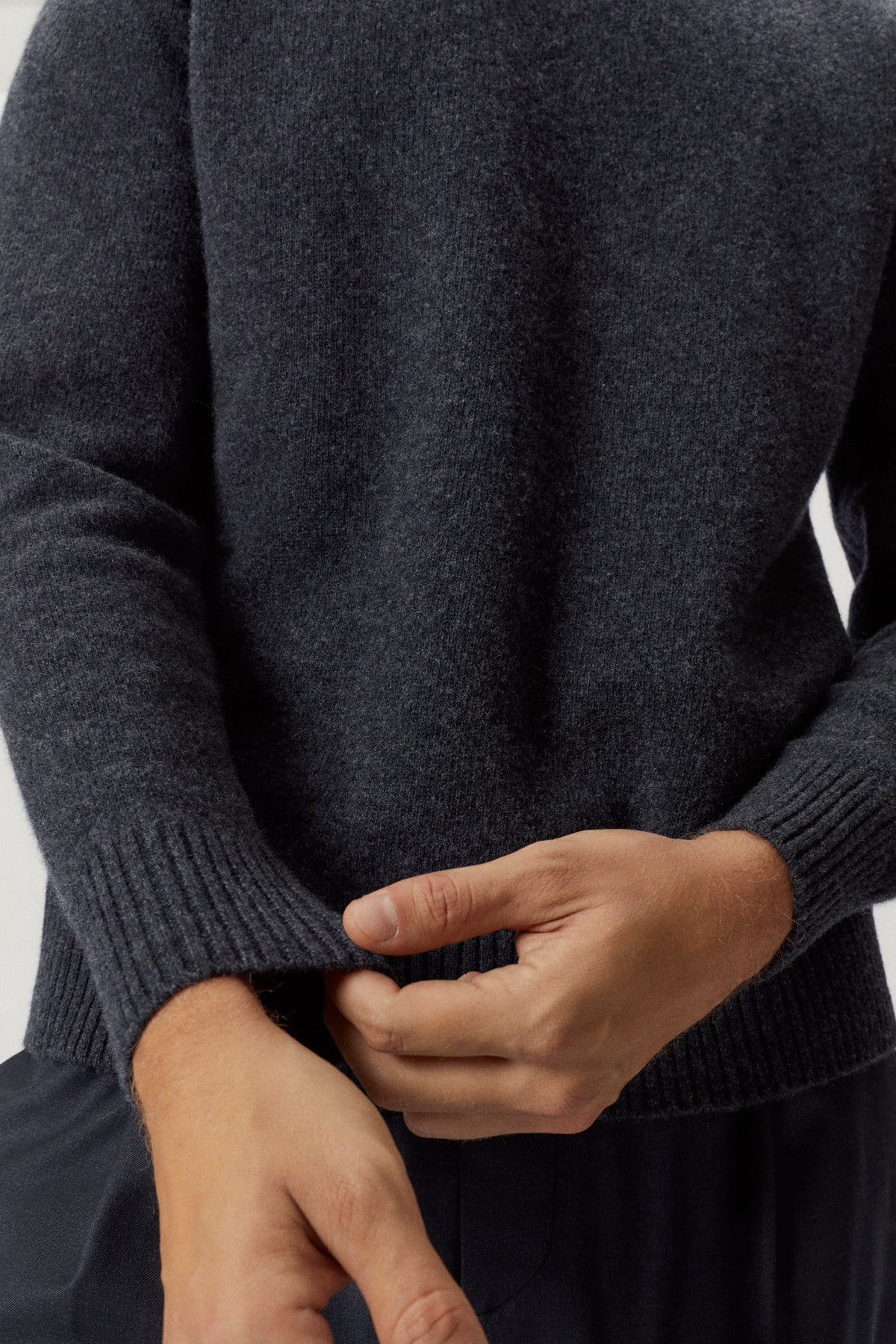 the woolen roll neck ash grey