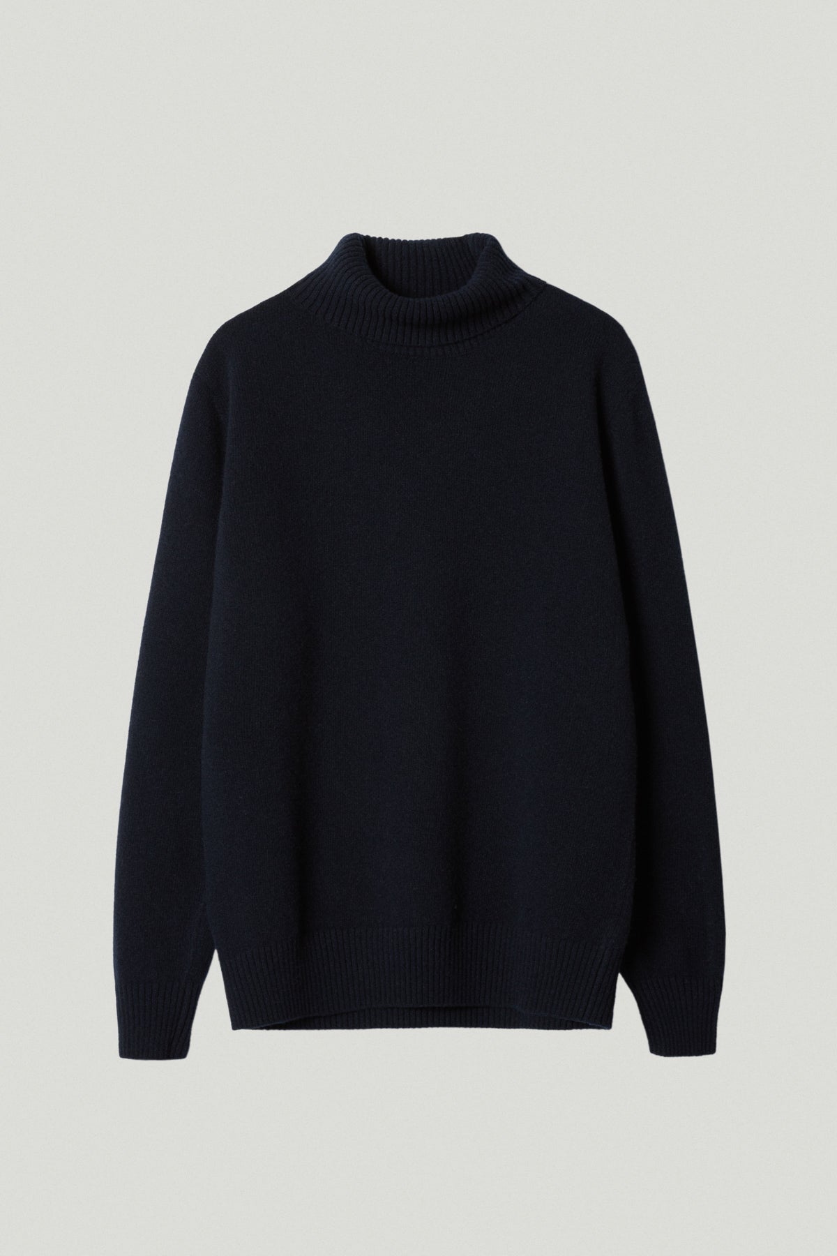 the woolen roll neck blue navy