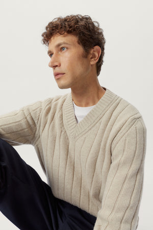 Ecru | The Woolen Vintage V-Neck