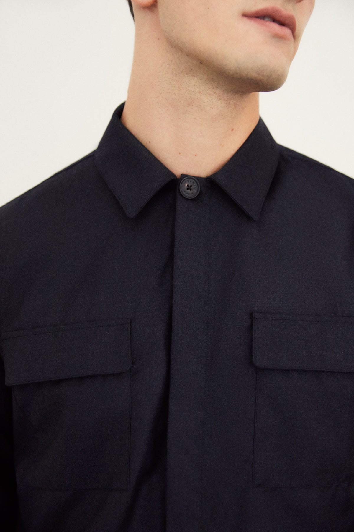 The Wool Tailored Overshirt - blue