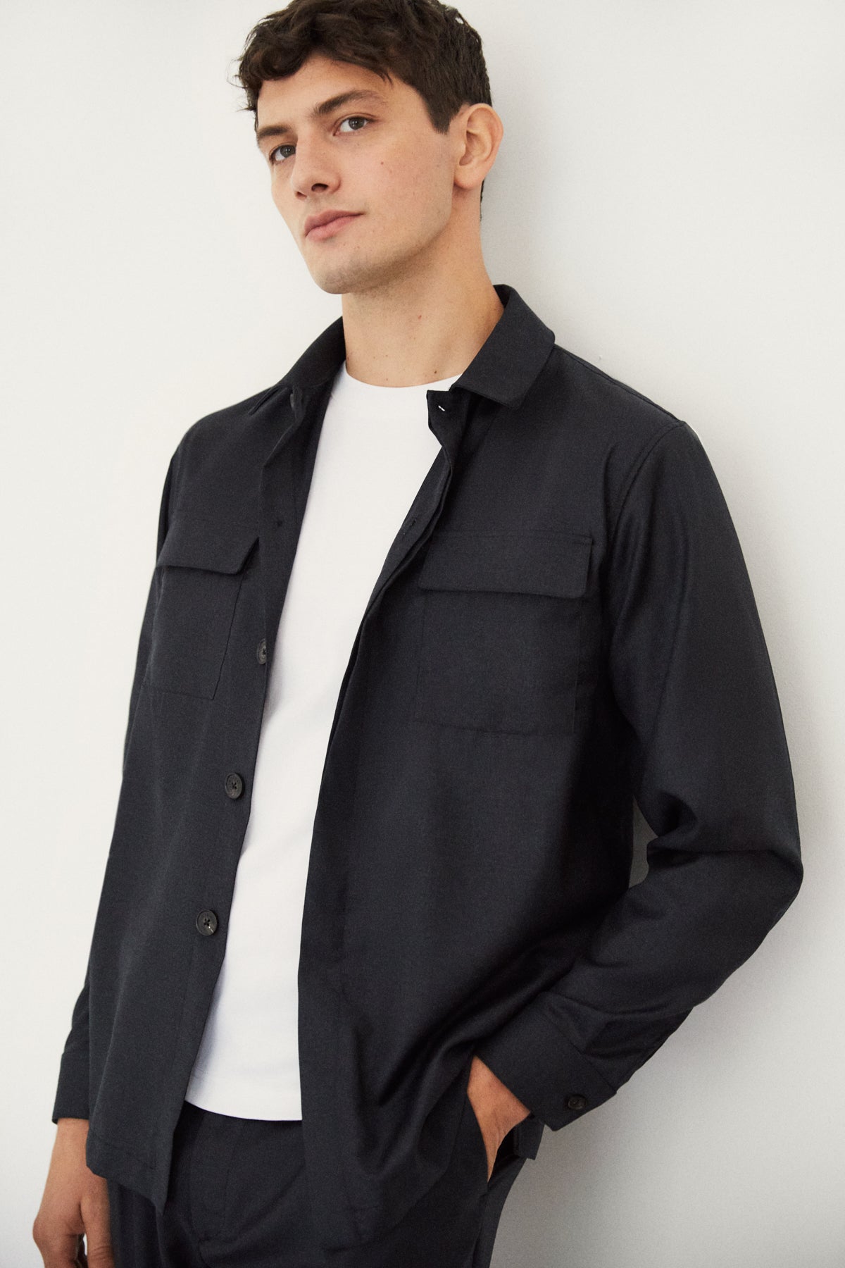 The Wool Tailored Overshirt - grey