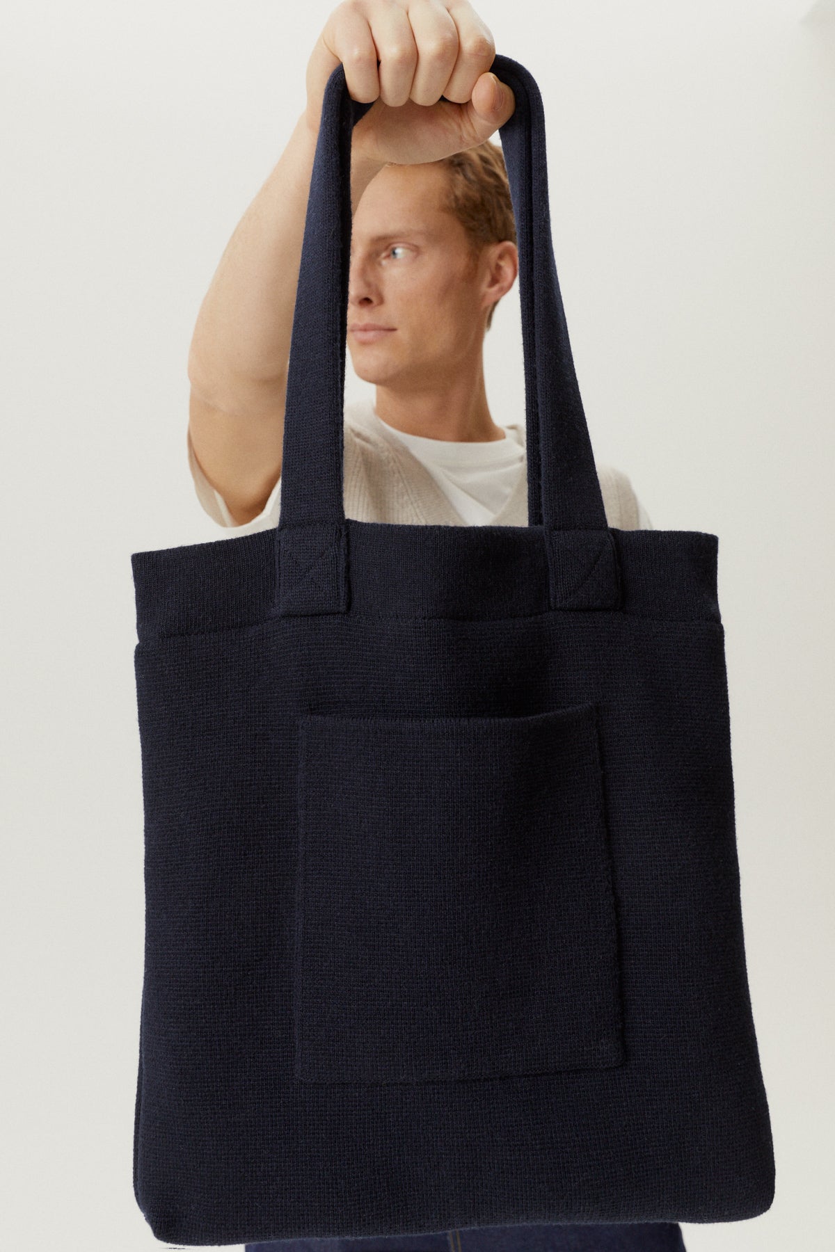 the knit tote bag abyss blue