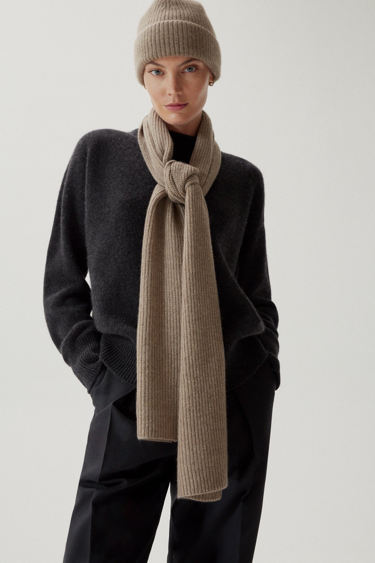 Natural Beige | The Superior Cashmere Knit Scarf