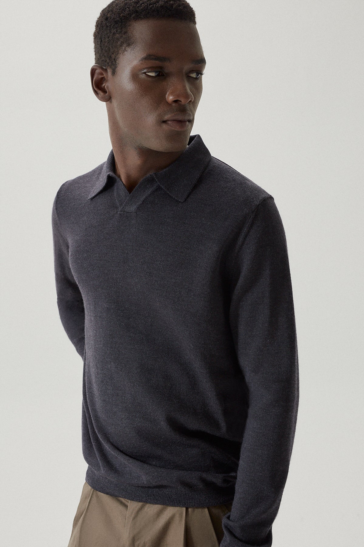 Anthracite Grey | The Merino Wool Buttonless Polo