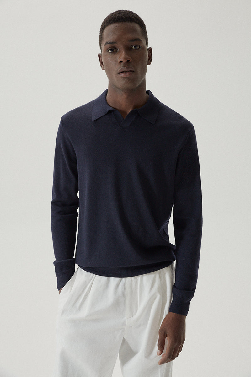 Oxford Blue | The Merino Wool Buttonless Polo