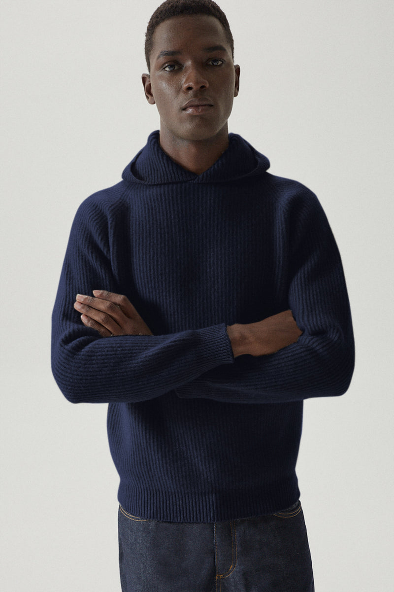 Abyss Blue | The Woolen Ribbed Hoodie