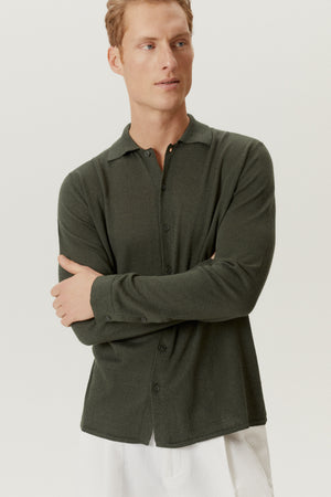 Military Green | The Linen Cotton Knit Shirt