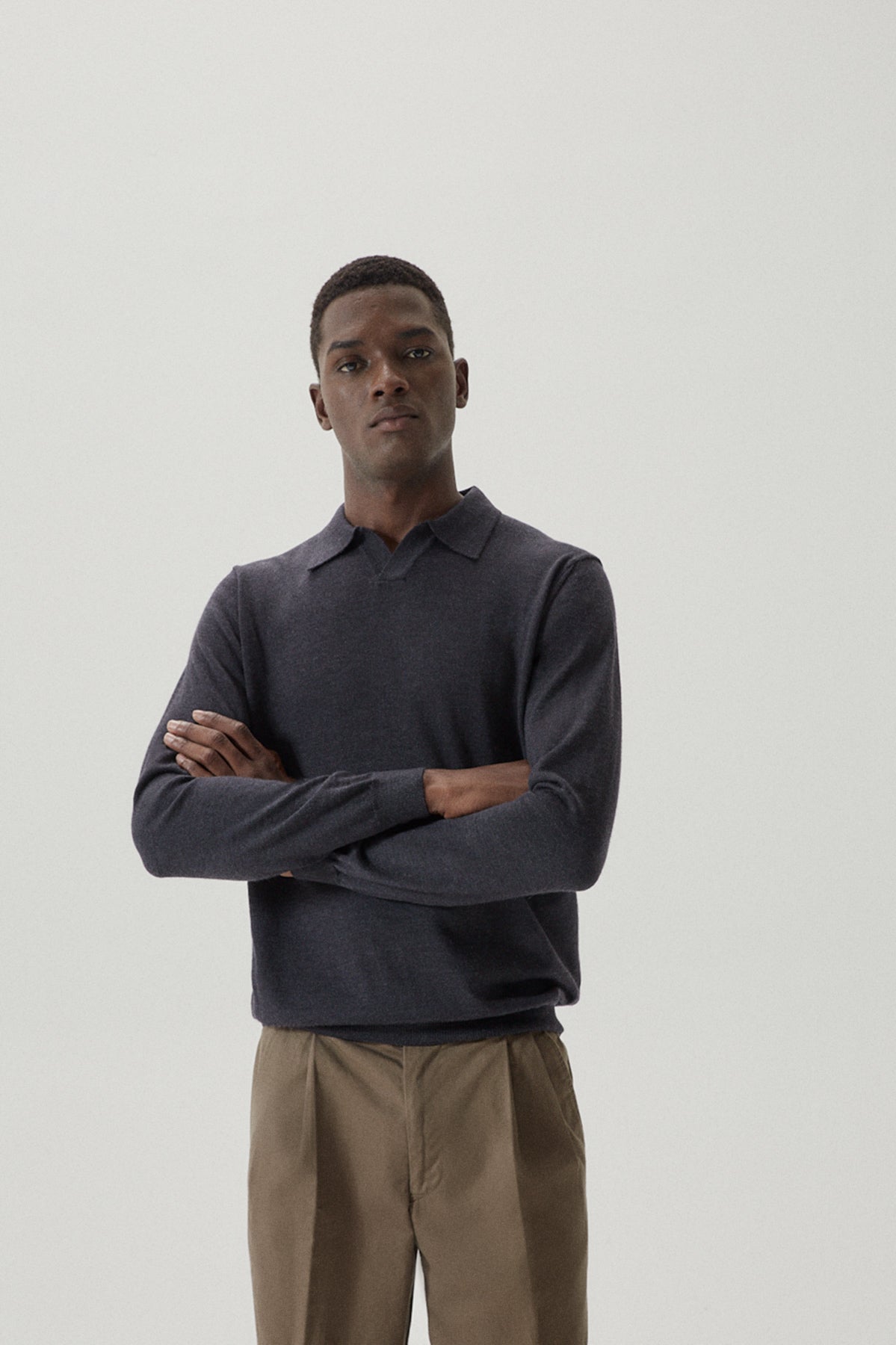 Anthracite Grey | The Merino Wool Buttonless Polo