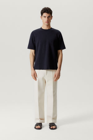 Blue Navy | The Linen Cotton Relaxed-fit T-shirt