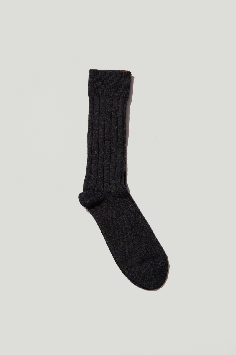 Charcoal Grey | The Cashmere Ribbed Socks