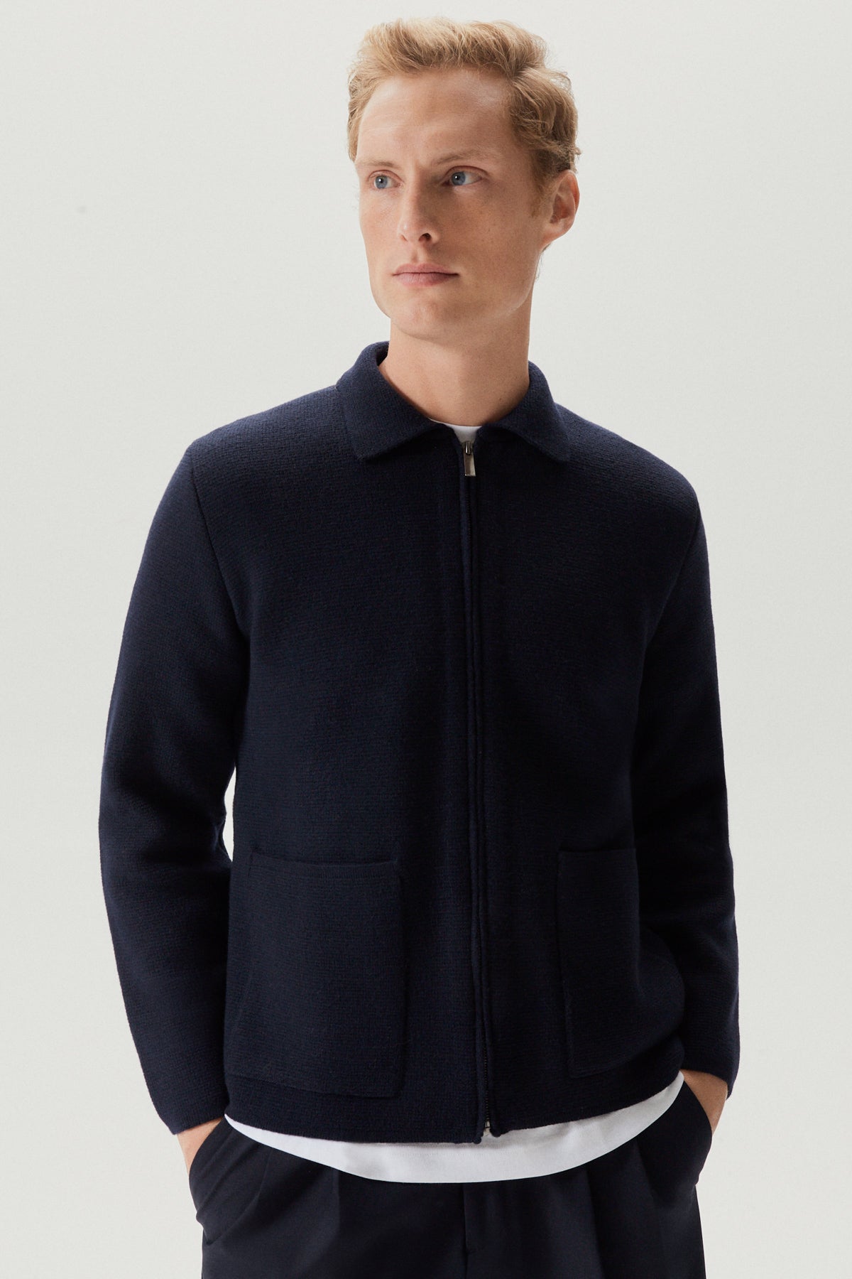 Oxford Blue | The Boiled Wool Zip Jacket