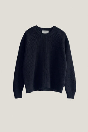Blue Navy | The Linen Cotton Ribbed Sweater
