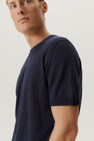 Blue Navy | The Linen Cotton Knit T-Shirt
