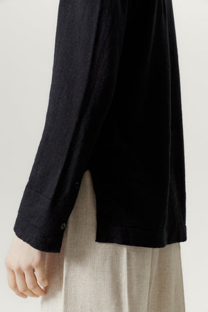 Black | The Linen Cotton Long Sleeve Shirt