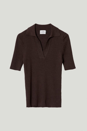 Brown | The Linen Cotton Ribbed Polo