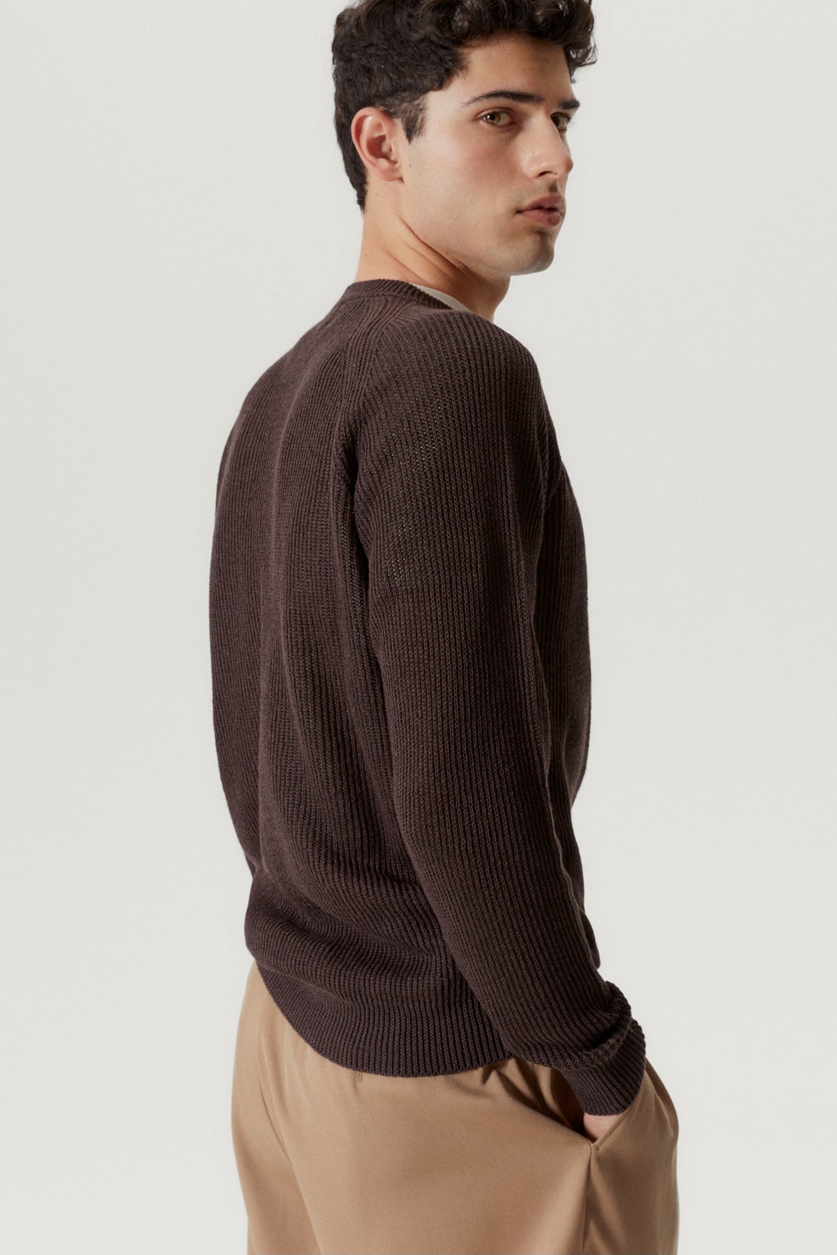Brown | The Linen Cotton Ribbed Sweater