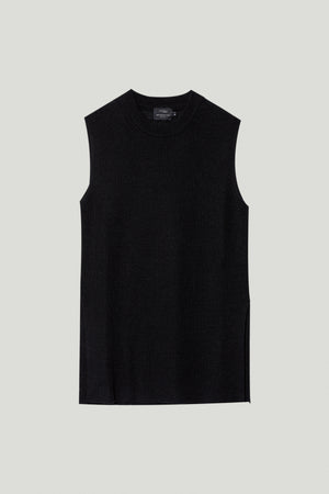 Black | The Linen Cotton Ribbed Vest