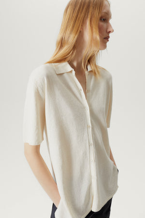 Milk White | The Linen Cotton Short Sleeve Shirt